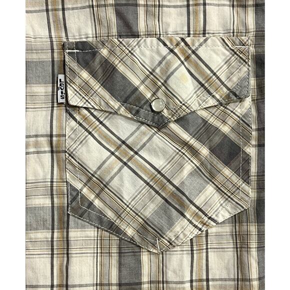 Levi Strauss & Co Two Horse Brand Western Pearl Snap Plaid Shirt Men’s L Cowboy - Picture 6 of 14